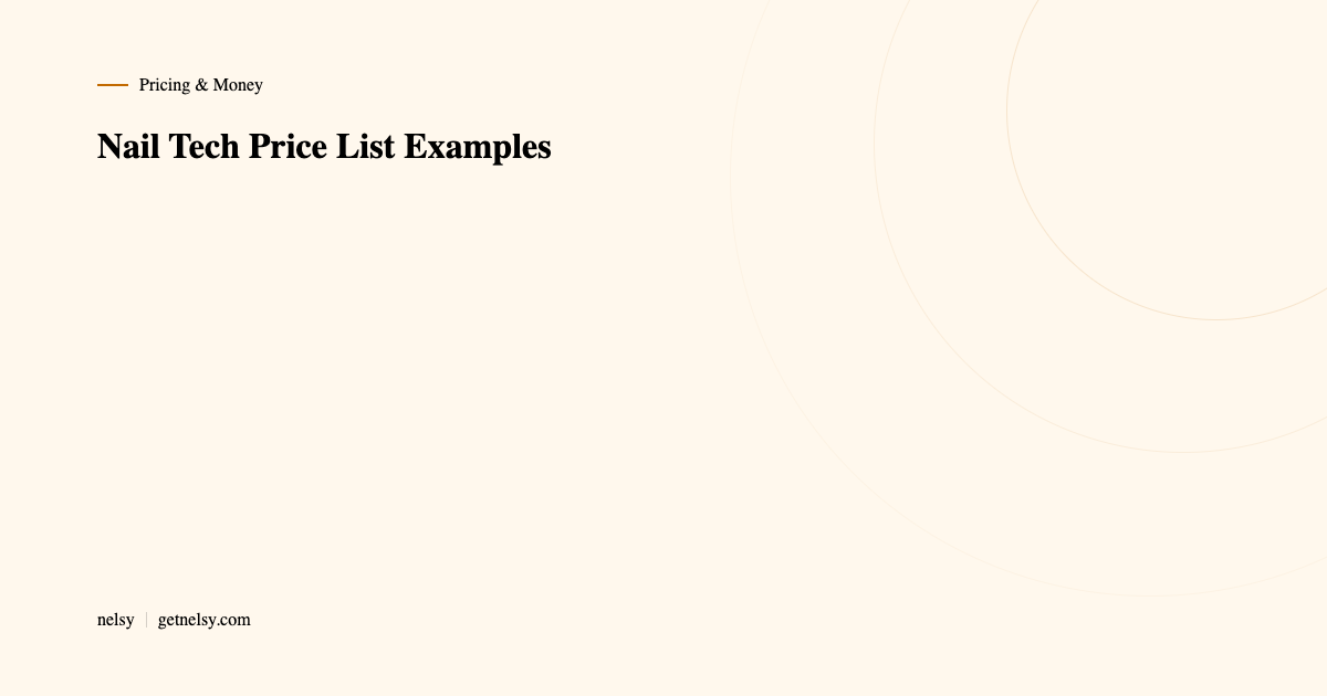 Nail tech price list examples